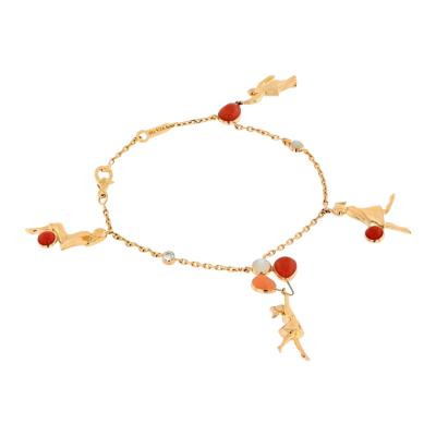  Van Cleef Arpels VAN CLEEF ARPELS 18K ROSE GOLD MERCREDI A PARIS CORAL 4 CHARM BRACELET