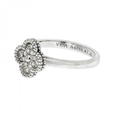  Van Cleef Arpels VAN CLEEF ARPELS 18K WHITE GOLD SWEET ALHAMBRA DIAMOND SIZE 47 RING
