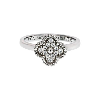  Van Cleef Arpels VAN CLEEF ARPELS 18K WHITE GOLD SWEET ALHAMBRA DIAMOND SIZE 47 RING