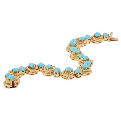 Van Cleef Arpels VAN CLEEF ARPELS 18K YELLOW GOLD 1960S TURQUOISE VINTAGE BRACELET