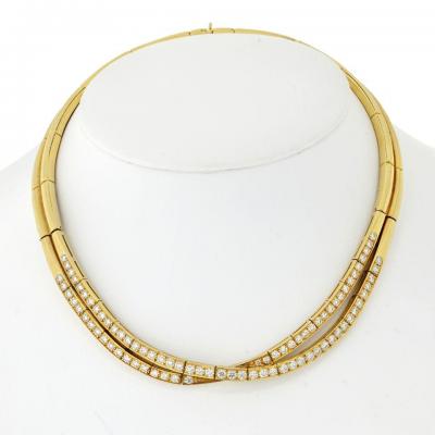  Van Cleef Arpels VAN CLEEF ARPELS 18K YELLOW GOLD 6 CARAT DIAMOND CROSSOVER COLLAR NECKLACE