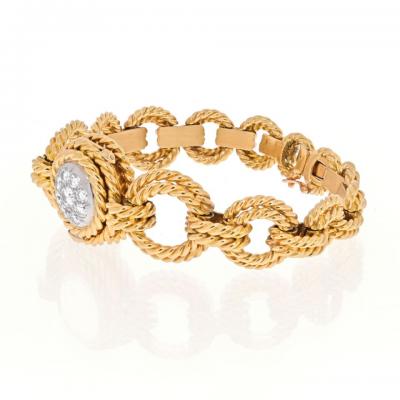  Van Cleef Arpels VAN CLEEF ARPELS 18K YELLOW GOLD DIAMOND COVER OPEN LINK WATCH