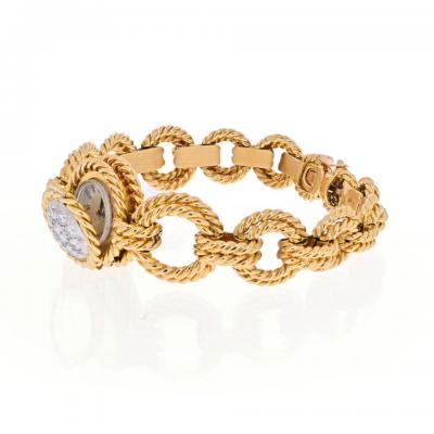  Van Cleef Arpels VAN CLEEF ARPELS 18K YELLOW GOLD DIAMOND COVER OPEN LINK WATCH