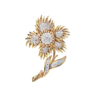  Van Cleef Arpels VAN CLEEF ARPELS 18K YELLOW GOLD FLOWER DIAMOND BROOCH