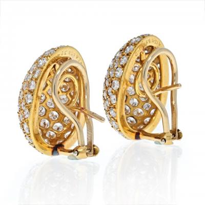  Van Cleef Arpels VAN CLEEF ARPELS 18K YELLOW GOLD PAVE ROUND DIAMOND CLUSTER EARRINGS