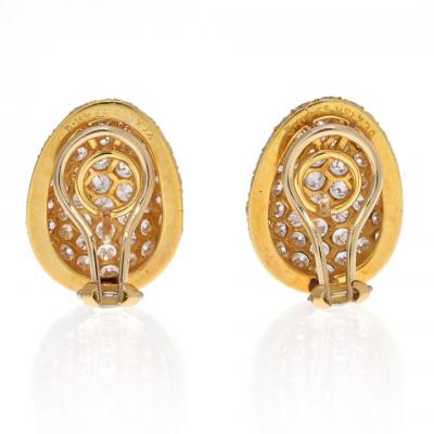  Van Cleef Arpels VAN CLEEF ARPELS 18K YELLOW GOLD PAVE ROUND DIAMOND CLUSTER EARRINGS