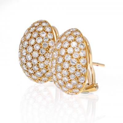  Van Cleef Arpels VAN CLEEF ARPELS 18K YELLOW GOLD PAVE ROUND DIAMOND CLUSTER EARRINGS