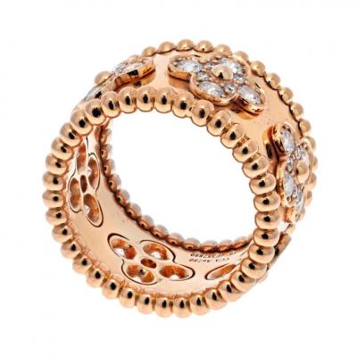  Van Cleef Arpels VAN CLEEF ARPELS 18K YELLOW GOLD PERLEE CLOVER DIAMOND RING