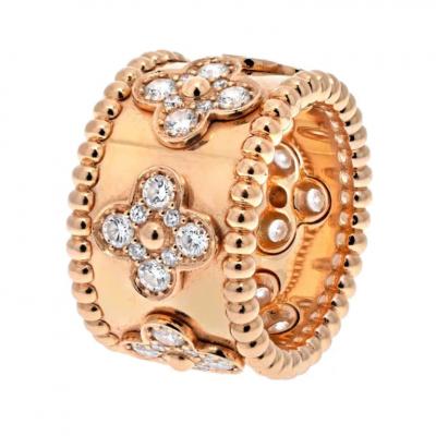  Van Cleef Arpels VAN CLEEF ARPELS 18K YELLOW GOLD PERLEE CLOVER DIAMOND RING