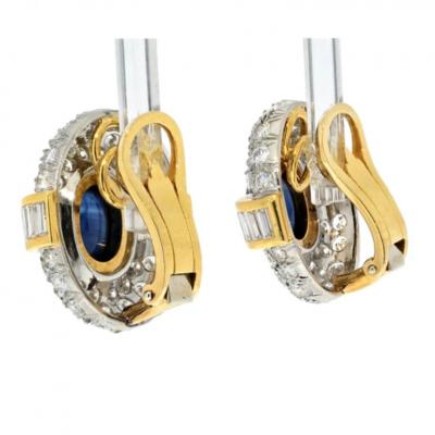  Van Cleef Arpels VAN CLEEF ARPELS 18K YELLOW GOLD SAPPHIRE AND DIAMOND CLIP ON EARRINGS