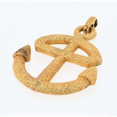  Van Cleef Arpels VAN CLEEF ARPELS 18K YELLOW GOLD TEXTURED ANCHOR PENDANT