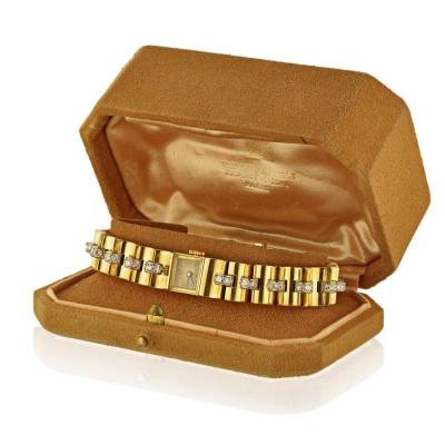  Van Cleef Arpels VAN CLEEF ARPELS 1940S 18K YELLOW GOLD VINTAGE RETRO DIAMOND WRIST WATCH