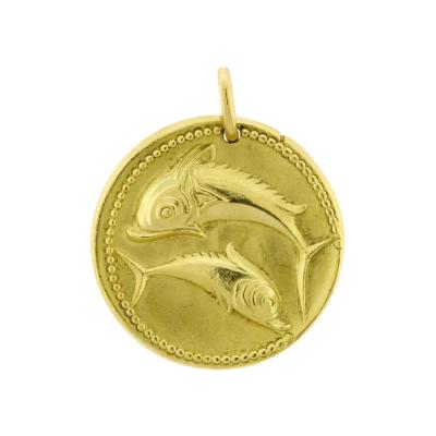  Van Cleef Arpels VAN CLEEF ARPELS BY GEORGES L ENFANT PISCES LARGE GOLD ZODIAC PENDANT