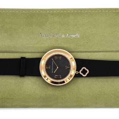  Van Cleef Arpels VAN CLEEF ARPELS CHARM BRACCELET 18K ROSE GOLD DIAMOND BEZEL WATCH