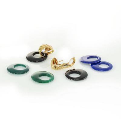  Van Cleef Arpels VAN CLEEF ARPELS DOOR KNOCKERS 18K YELLOW GOLD INTERCHANGABLE BOTTOMS EARRINGS