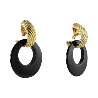  Van Cleef Arpels VAN CLEEF ARPELS DOOR KNOCKERS 18K YELLOW GOLD INTERCHANGABLE BOTTOMS EARRINGS