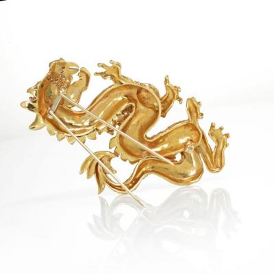  Van Cleef Arpels VAN CLEEF ARPELS DRAGON 18K YELLOW GOLD DIAMOND BROOCH