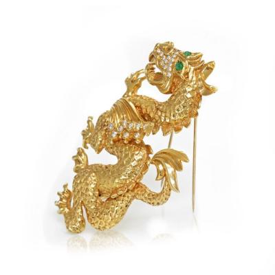  Van Cleef Arpels VAN CLEEF ARPELS DRAGON 18K YELLOW GOLD DIAMOND BROOCH