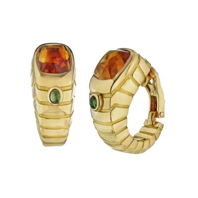  Van Cleef Arpels VAN CLEEF ARPELS FRENCH 18K YELLOW GOLD CITRINE TOURMALINE SHRIMP EARRINGS