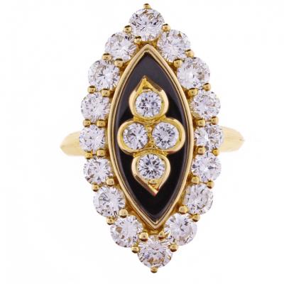 Van Cleef Arpels VAN CLEEF ARPELS ONYX DIAMOND NAVETTE SHAPED RING