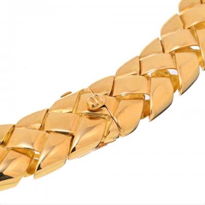  Van Cleef Arpels VCA 18K YELLOW GOLD SUBSTANTIAL WOVEN DESIGN DIAMOND COLLAR NECKLACE