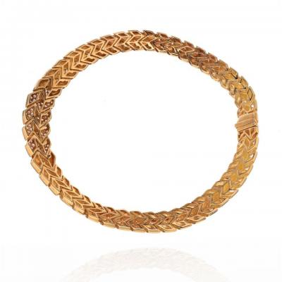  Van Cleef Arpels VCA 18K YELLOW GOLD SUBSTANTIAL WOVEN DESIGN DIAMOND COLLAR NECKLACE