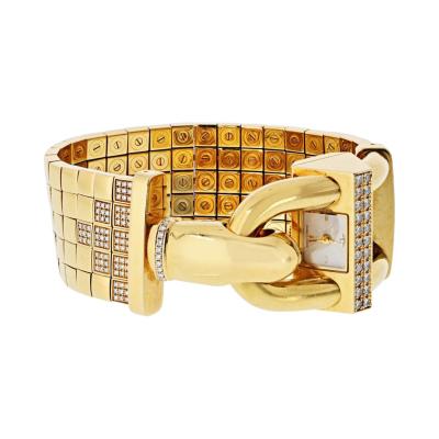  Van Cleef Arpels VCA Cadenas 18K Yellow Gold Diamond Five Row Ladies Bracelet Watch