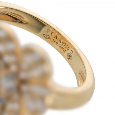  Van Cleef Arpels VCA Frivole 18K Yellow Gold Diamond Flower In Between The Finger Ring