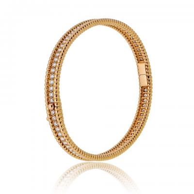 Van Cleef Arpels Van Cleef Arpels 18K Rose Gold Perlee Diamond Size L Bangle 1 Row Bracelet
