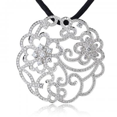  Van Cleef Arpels Van Cleef Arpels 18K White Gold Dentelle Diamond Pendant On A Silk Cord