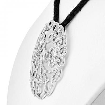  Van Cleef Arpels Van Cleef Arpels 18K White Gold Dentelle Diamond Pendant On A Silk Cord