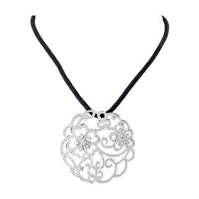  Van Cleef Arpels Van Cleef Arpels 18K White Gold Dentelle Diamond Pendant On A Silk Cord