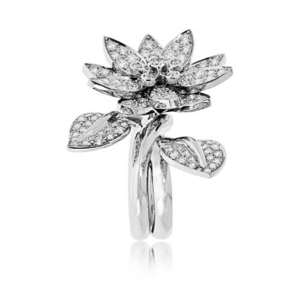  Van Cleef Arpels Van Cleef Arpels 18K White Gold Lotus Between The Finger EU 49 Ring