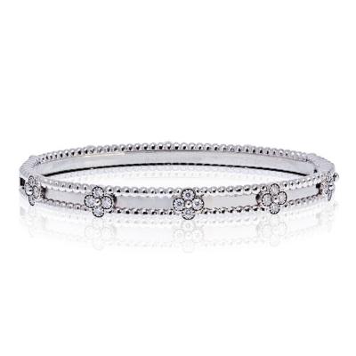  Van Cleef Arpels Van Cleef Arpels 18K White Gold Perlee Clover Diamond Size S Bracelet