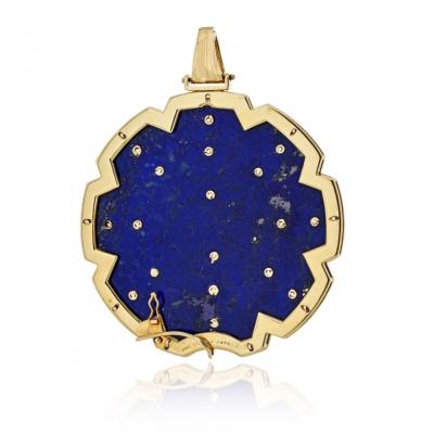 Van Cleef Arpels Van Cleef Arpels 18K Yellow Gold 1970s Lapis And Coral Pendant