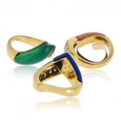  Van Cleef Arpels Van Cleef Arpels 18K Yellow Gold 5 Multi Color Gem Stack Ring