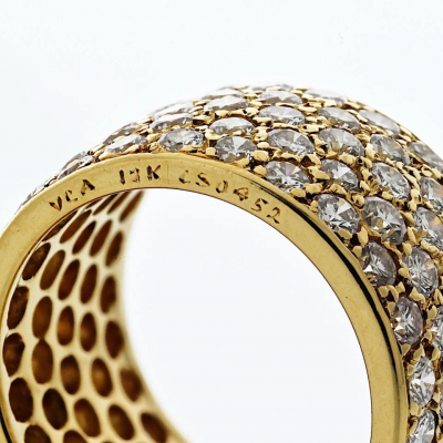  Van Cleef Arpels Van Cleef Arpels 18K Yellow Gold 5 Row Pave Round Cut Diamond Ring