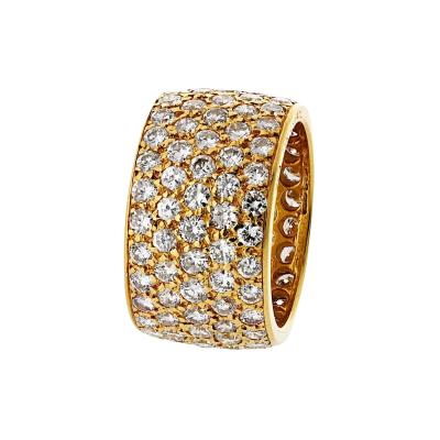  Van Cleef Arpels Van Cleef Arpels 18K Yellow Gold 5 Row Pave Round Cut Diamond Ring