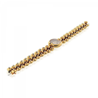  Van Cleef Arpels Van Cleef Arpels 18K Yellow Gold Bouton Dor Medium Model Diamond Dial Watch