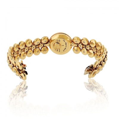  Van Cleef Arpels Van Cleef Arpels 18K Yellow Gold Bouton Dor Medium Model Diamond Dial Watch