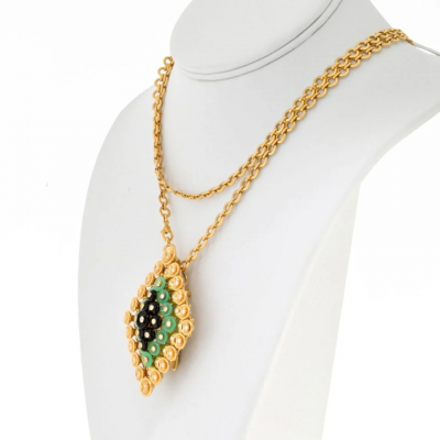  Van Cleef Arpels Van Cleef Arpels 18K Yellow Gold Bouton Dor Pendant Brooch Clip Necklace