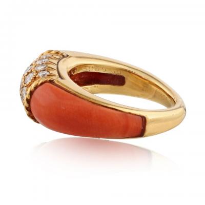  Van Cleef Arpels Van Cleef Arpels 18K Yellow Gold Coral Diamond Philippine Ring