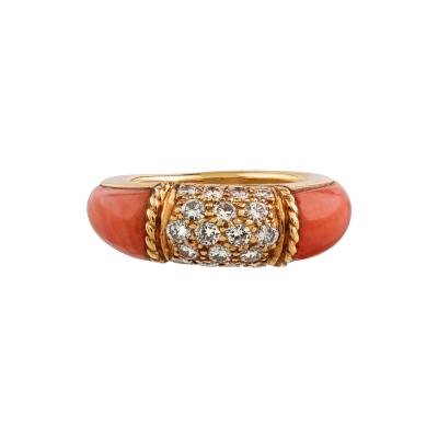  Van Cleef Arpels Van Cleef Arpels 18K Yellow Gold Coral Diamond Philippine Ring