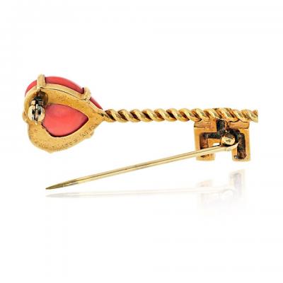  Van Cleef Arpels Van Cleef Arpels 18K Yellow Gold Coral Hear Key Brooch