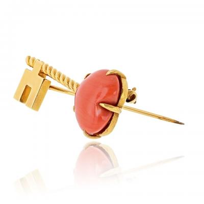  Van Cleef Arpels Van Cleef Arpels 18K Yellow Gold Coral Hear Key Brooch