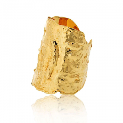  Van Cleef Arpels Van Cleef Arpels 18K Yellow Gold Manchette Hammered Cuff Bracelet