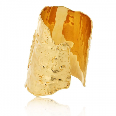  Van Cleef Arpels Van Cleef Arpels 18K Yellow Gold Manchette Hammered Cuff Bracelet