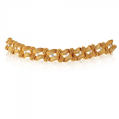  Van Cleef Arpels Van Cleef Arpels 18K Yellow Gold Twist Rope Diamond Accented Bracelet