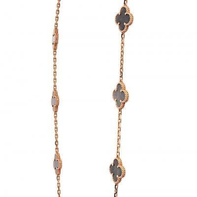  Van Cleef Arpels Van Cleef Arpels Alhambra 18K Rose Gold 20 Motif Obsidian Necklace