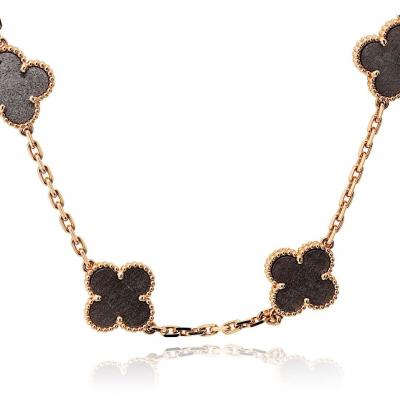  Van Cleef Arpels Van Cleef Arpels Alhambra 18K Rose Gold 20 Motif Obsidian Necklace